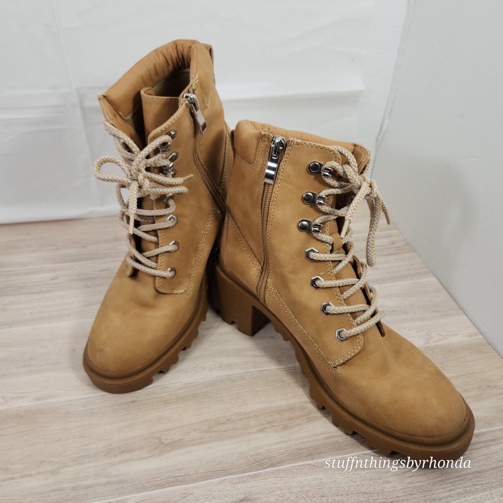 Steve MADDEN GIRL Dillan Combat Boots Lace Up Brown Womens Size 8.5 M